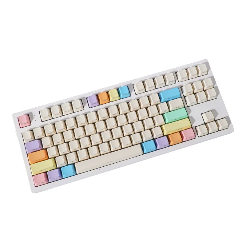 Official candy white gradual change PBT transparent keycap OEM side engraving adaptation 68/75/87 customization simplicity