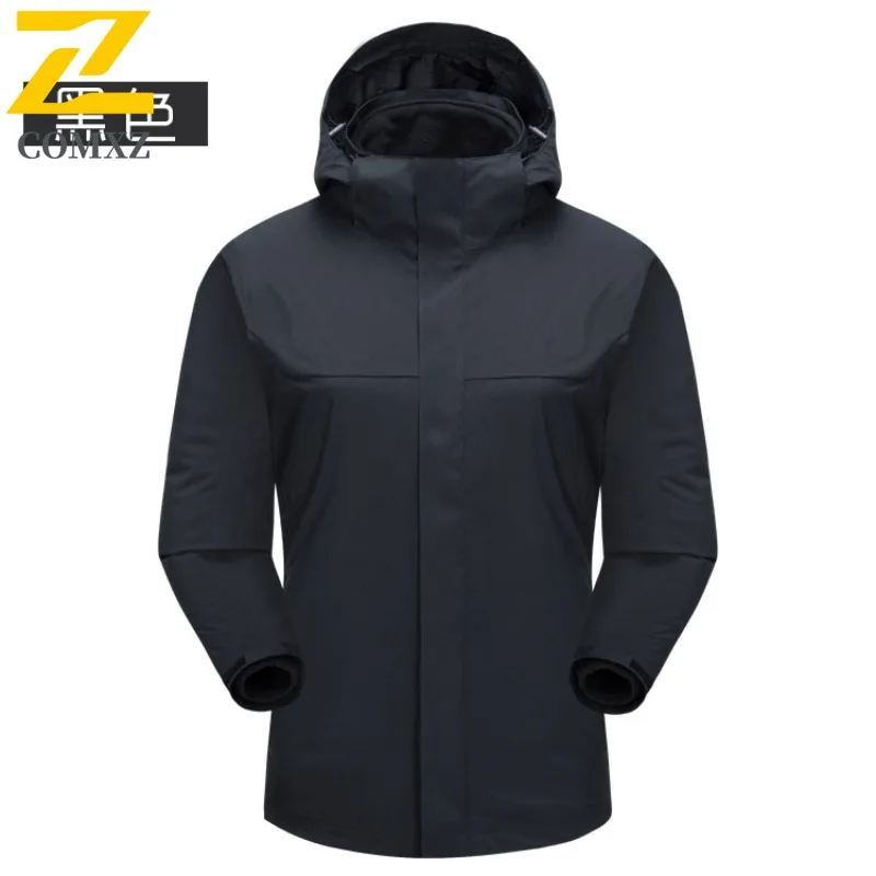 COMXZ الرجال سترة مضادة للماء الراحة المشي لمسافات طويلة السفر قسط مقنعين معطف دراجة نارية التخييم خفيفة الوزن الخريف الشتاء الملابس