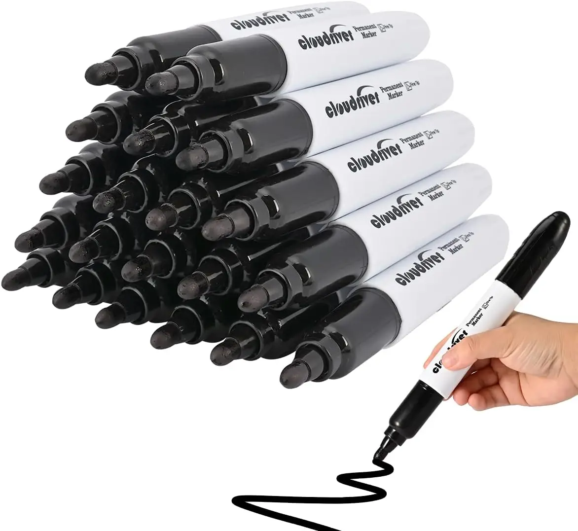

Jumbo Permanent Markers, Black, 20 Pack, Large Bullet Tip, Works on Plastic, Wood, Stone, Metal & Glass