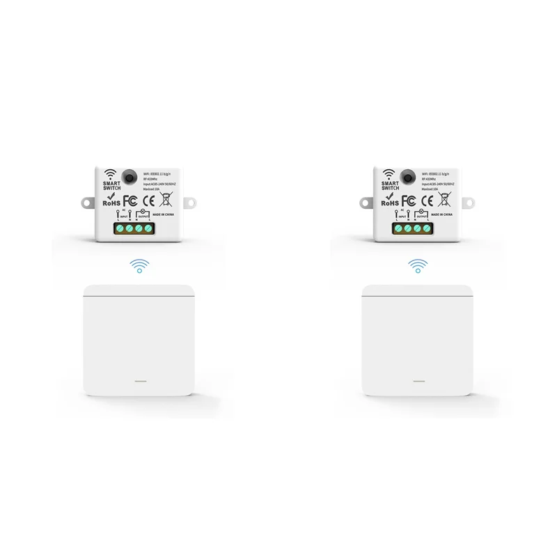 

AA08-2X Wireless Light Wall Switch RF 433Mhz Relay Receiver With 1X1gang Panel Switch LED Remote Control For LED Lamp