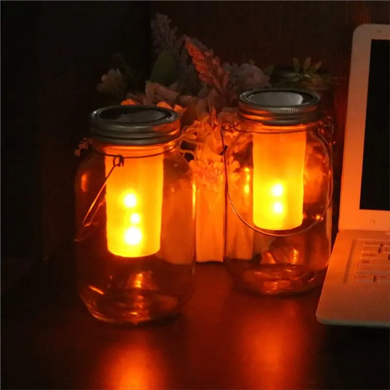 A20F-Waterproof LED Solar Jar Lights Bottle Cap Flame Lamp Fairy Light For Garden, Patio, Outdoor, Yard, Lawn Decor