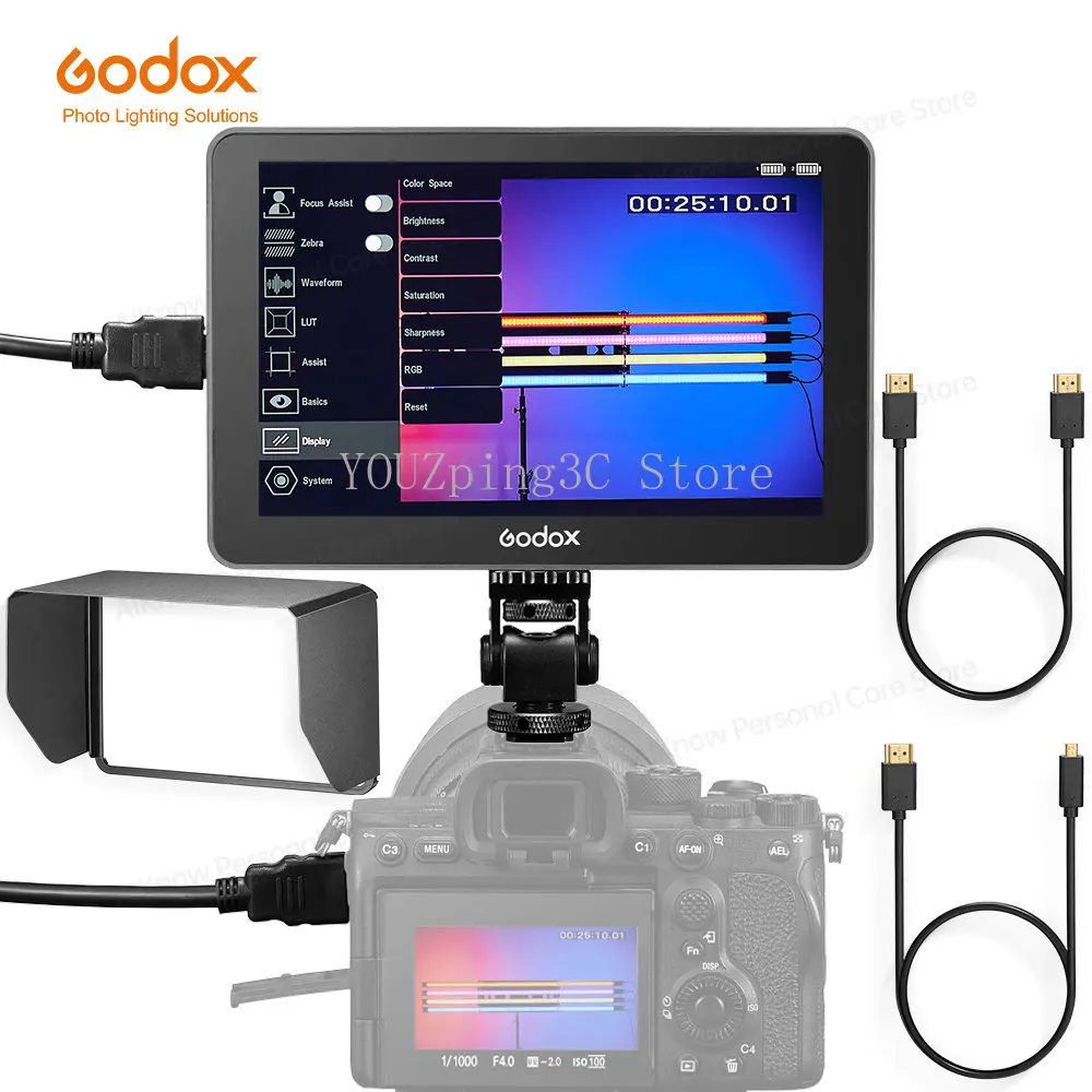 

Godox GM7S 4K HDMI 7 inch Ultra Bright Camera DSLR Monitor 3D LUT Touch Screen IPS FHD 1920x1080 Video Live Display