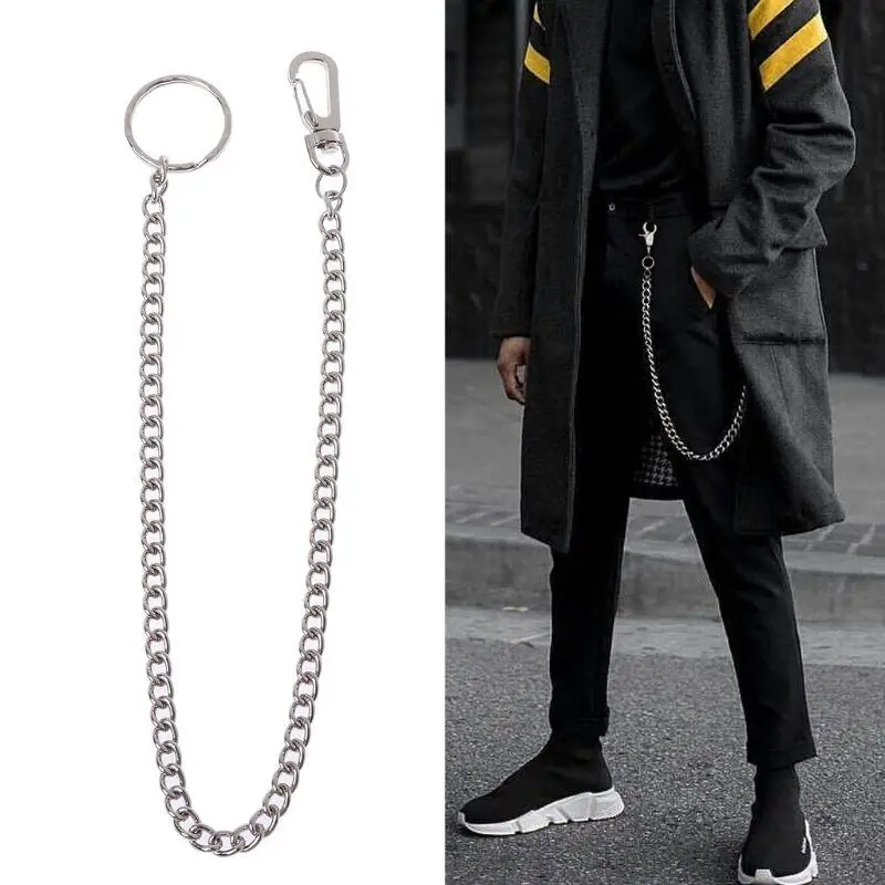 

918F Jeans Chains Silver Wallet Chain Pocket Chain Belt Chains Hip Hop Pants Chain