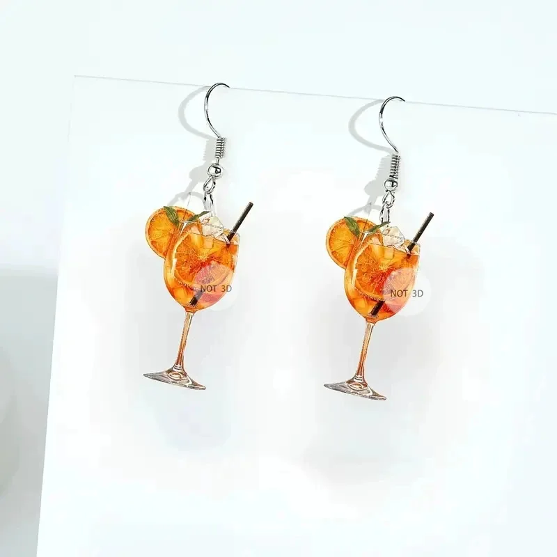 2D Flat Acrylic Orange Juice Dangle Earrings for Women Simple Creative Fashion Fresh Summer Festival Earrings Party Jewelry - view 5
