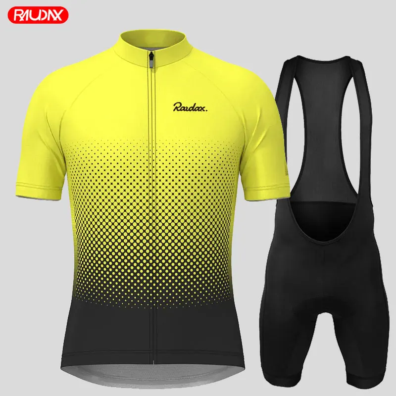 2023 Raudax Cycling Bib Shorts Men\'s Mountain Bike Jersey Clothing Summer Complete Racing Bicycle Clothes Quick-Dry Sports Set