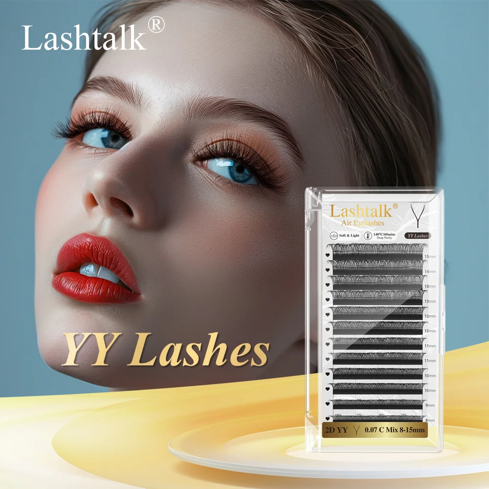 

Lashtalk YY Shape Hand Woven From Nagaraku Eyelash Extension Premium Soft Light Natural Makeup Mesh Net Cross Fake Lashes Volume