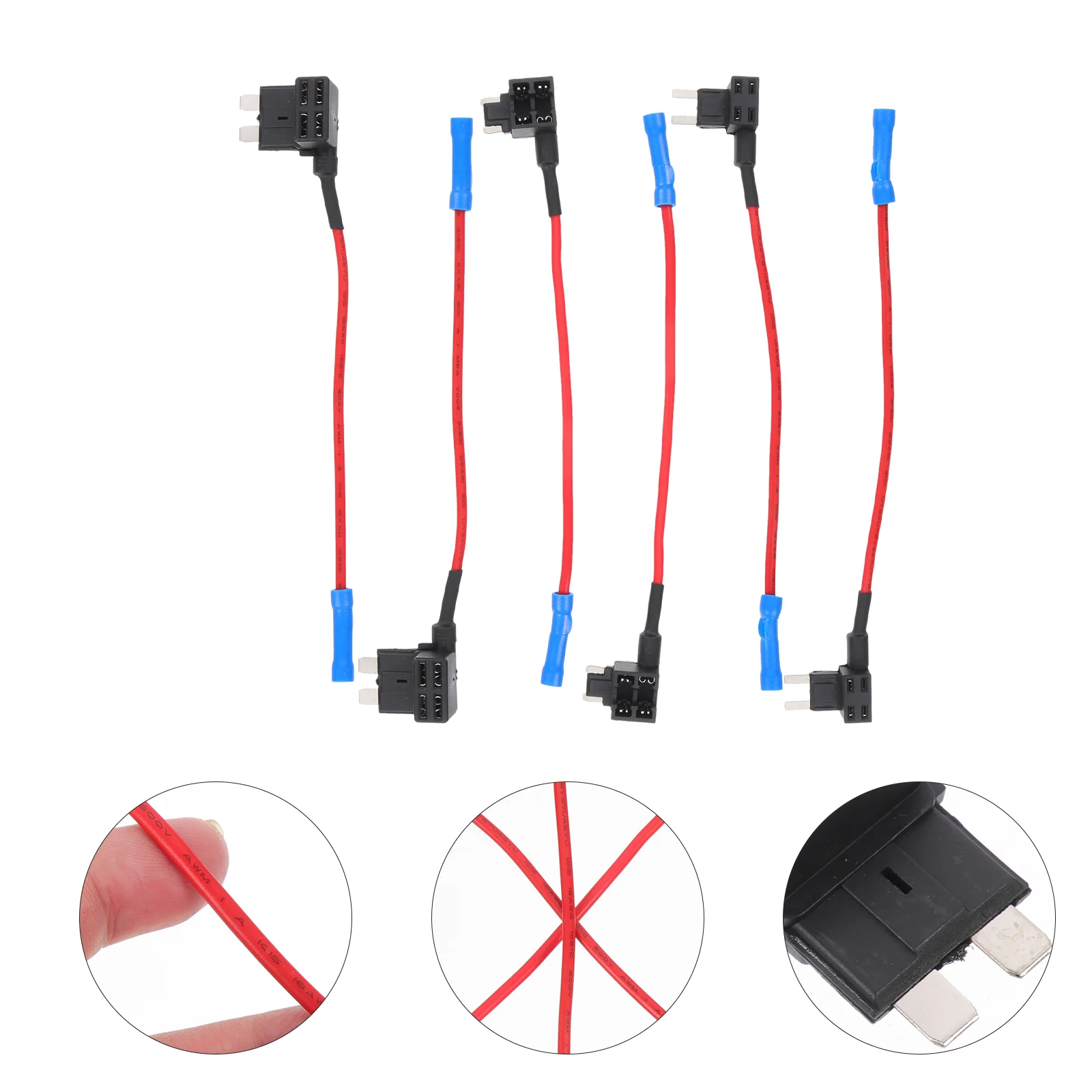 6 Pcs Car Fuse Holder Hardwire Kit for Van In-Line Aluminum Alloy Heavy Duty Taps Standard Plug Socket Adapter