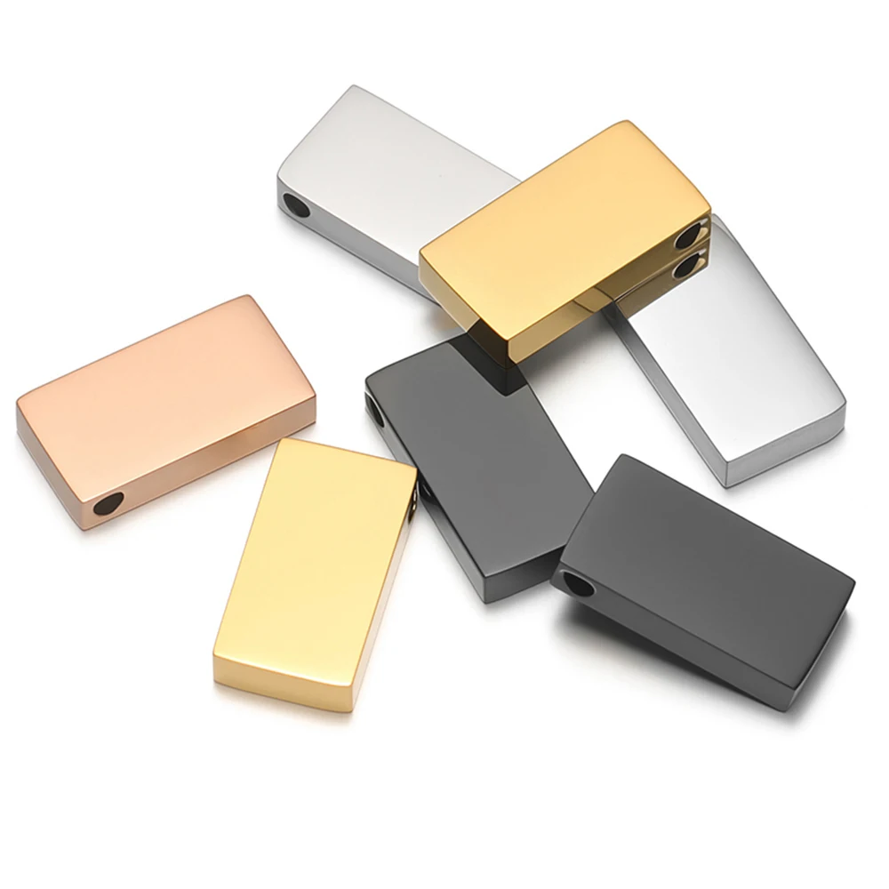 5Pcs Stainless Steel Rectangular Block Beads Hole Bead Spacer Beads for DIY Jewelry Making Necklace Bracelet Components 8x15mm