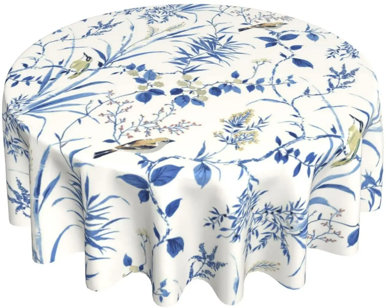 

Blue Floral Tablecloth 60 Inch Round Wrinkle Free Flower Tablecloth Suitable for Kitchen Decorantion Indoor Outdoor Dining Table