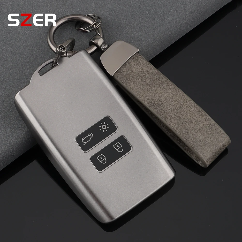 Gun Grey TPU Autoschlüsselhülle für Renault Koleos Kadjar Captur Megane Talisman Espace Clio Zoe Scenic 4 Arkana Dacia Sandero