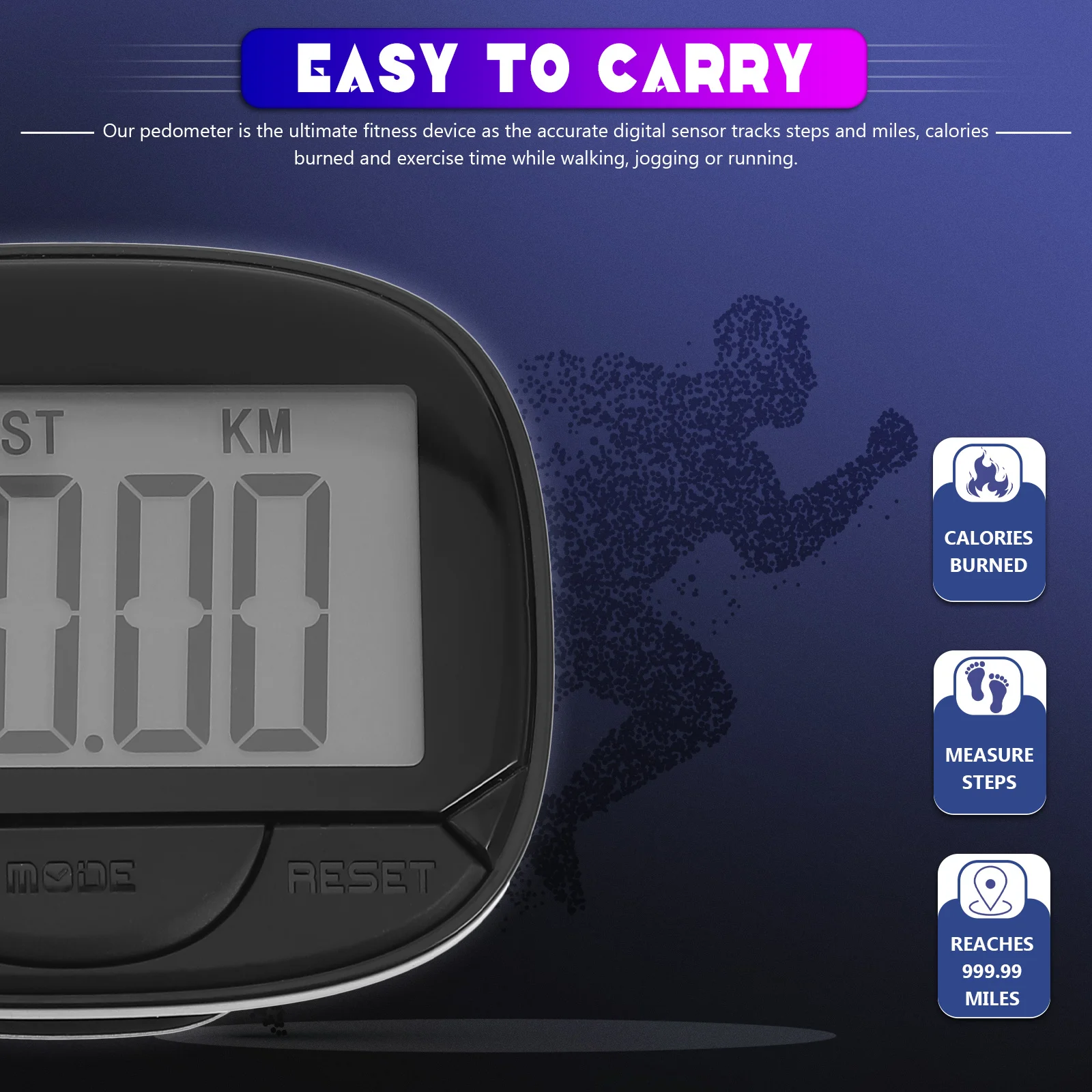 

1 set 1 Set Portable Pedometer With Clip Step Counting Machine For Walking Running Sports Lightweight Large Screen Digital Step