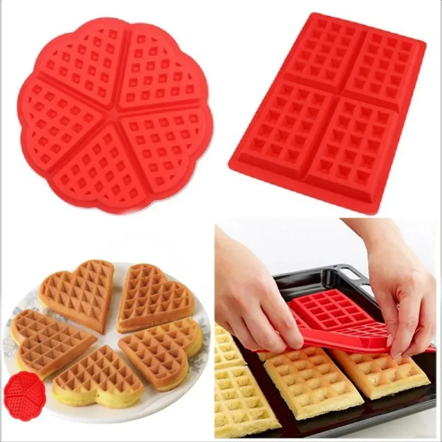 Easy-to-use Silicone High-temperature Non-stick Waffle Mold Maker for Ovens - Create Delicious Treats with Ease! Ideal for Bakin