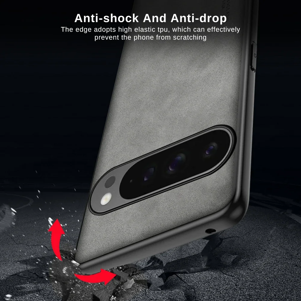 Luxury Sheepskin Leather Case for Google Pixel 9 Pro XL 8 8A 7 7A 6 6A Pro 4G 5G Soft Camera Protect Bumper Silicone Phone Cover