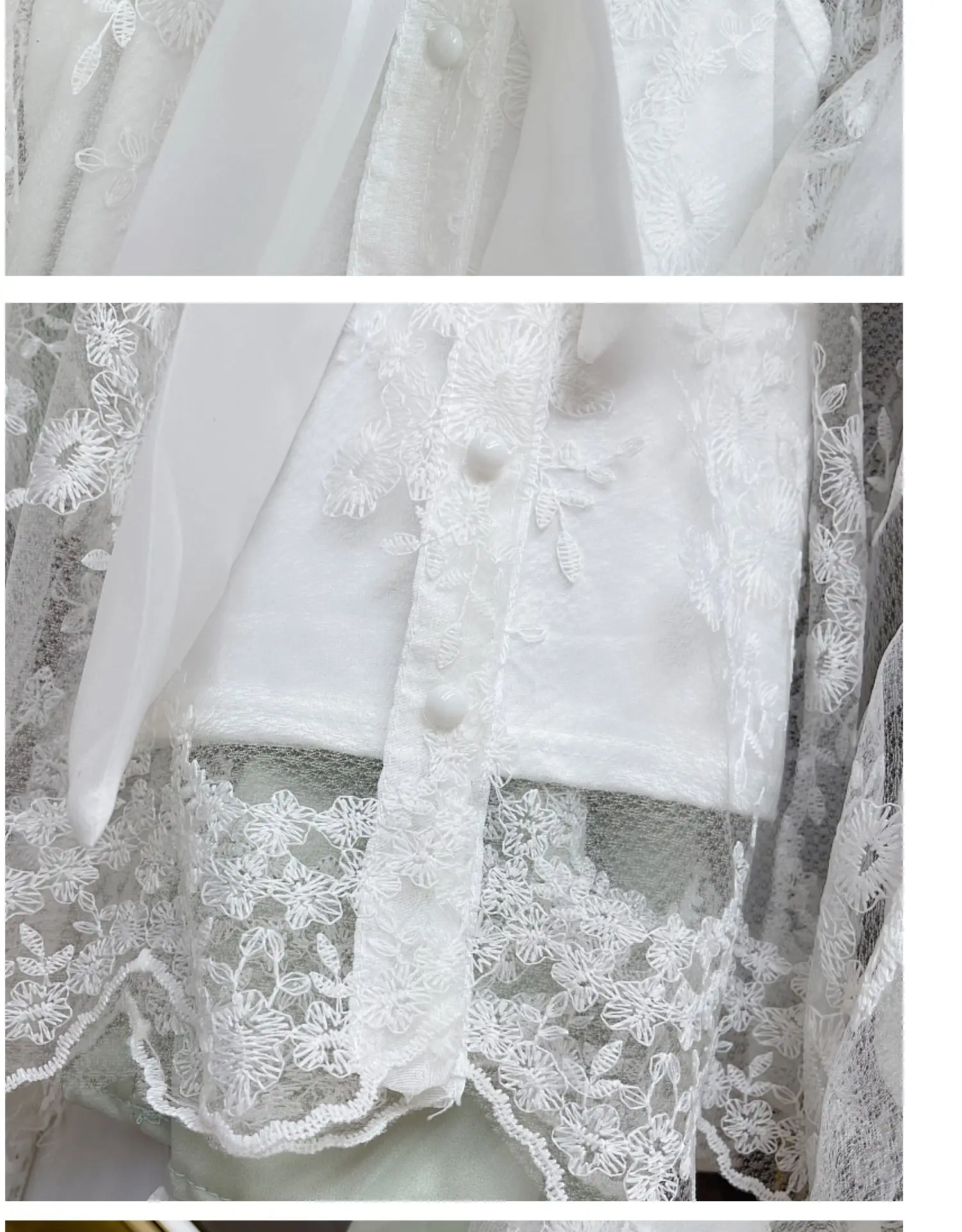 Korean Style 2023 Spring New Fashion Sweet Bow Self-Tie Lace Mesh Bubble Blouses Women's Trend Lantern Sleeve Lace Shirt Top