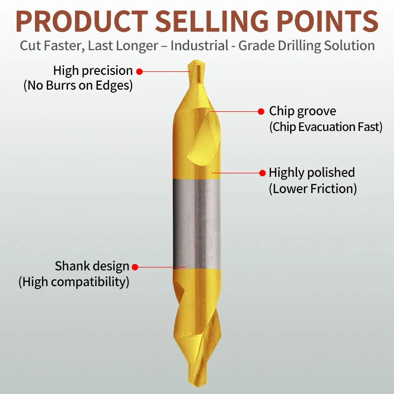 

HSS-Co Full-grind Center Drill Bit Combined Center Drills 60 Degree Countersinks Angle Bit Metal Drill Bit