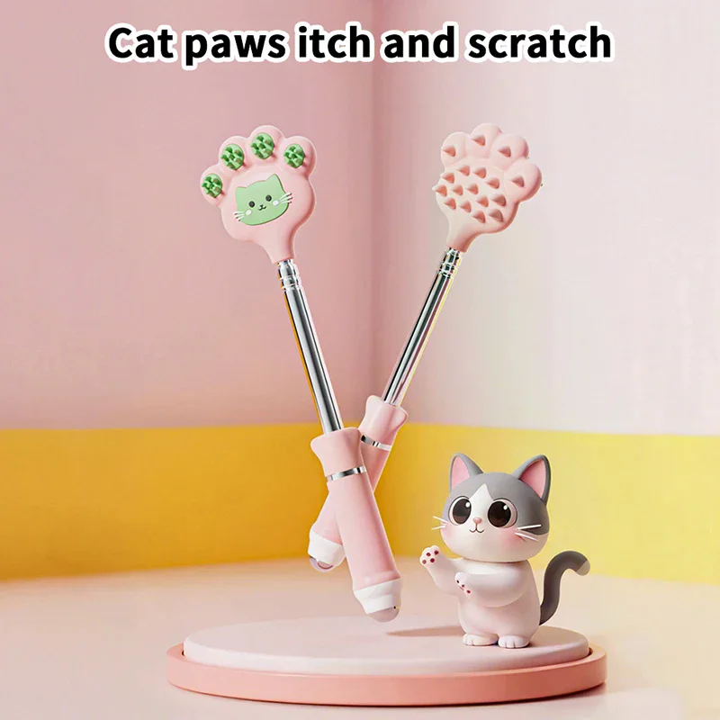 Stainless Steel Stretchable Itchy Scratch Cuet Cat Paw Scratcher With Magnetic Ball Telescopic Back Scratch Tool Point Massage
