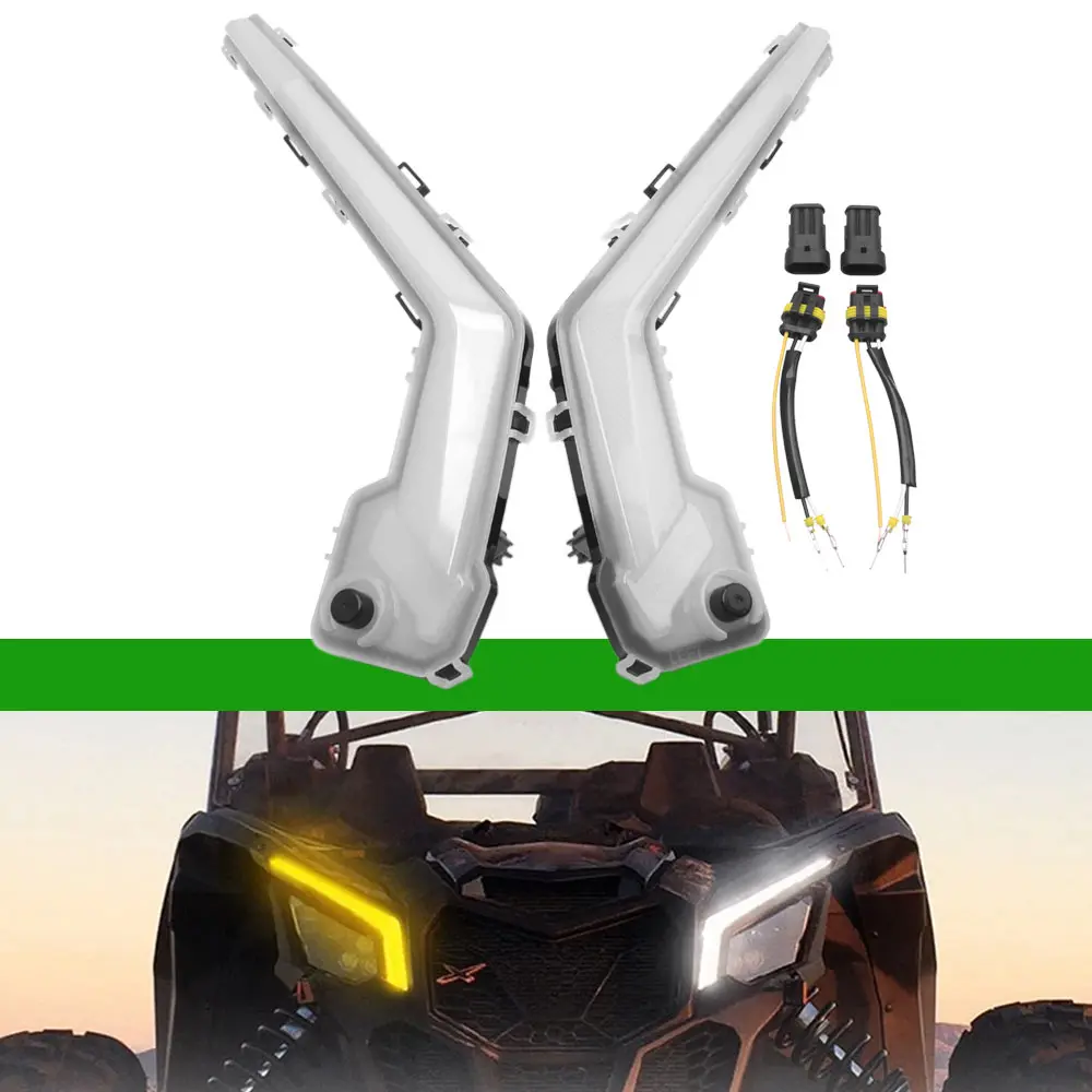 2 Pcs LED Front Signature Light Assembly White DRL UTV Accessories For Can-Am Maverick X3 Max X DS RS XMR XRC Turbo R 2017-2024 - view 3
