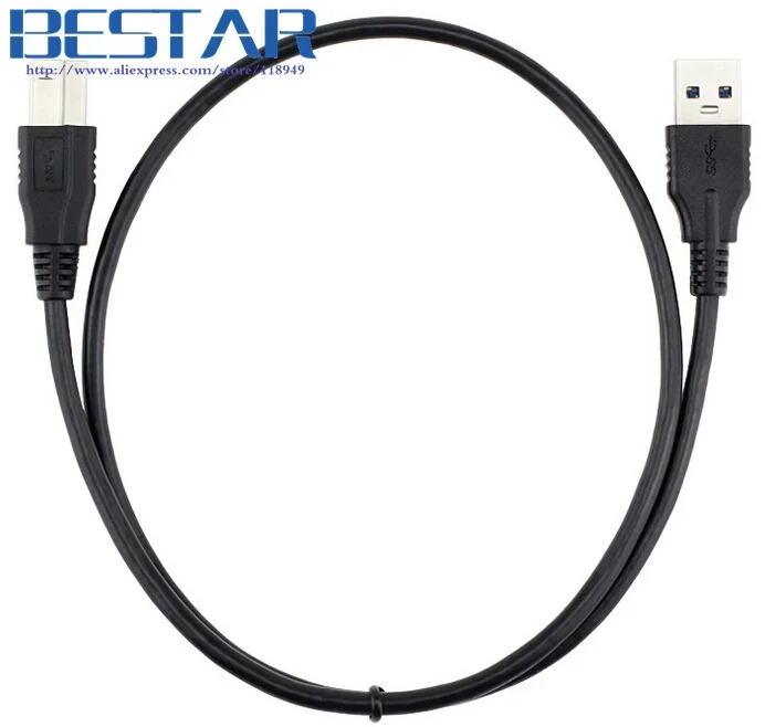 Zwart Hoge Snelheid OD4.0 5Gbps Standaard USB3.0 USB 3.0 B Type Mannelijke AM Naar BM Printer Kabel Dunne Koord Connector draad 60cm 0.6M 2ft