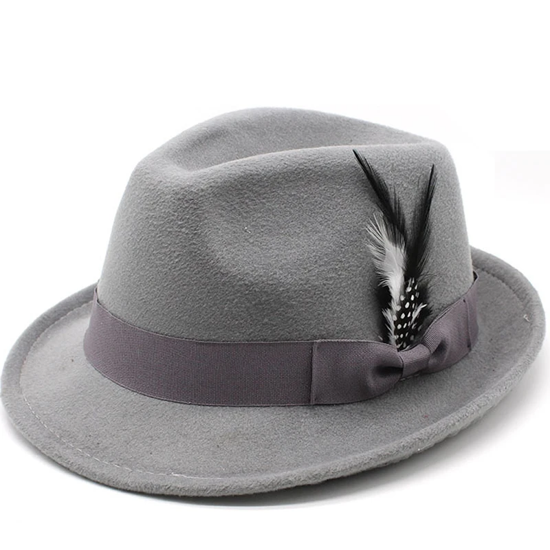 New Wool Women Men Fedora Hat For Winter Autumn Elegant Lady Gangster Trilby Felt Homburg Church Jazz Hat 55-58CM adjustable