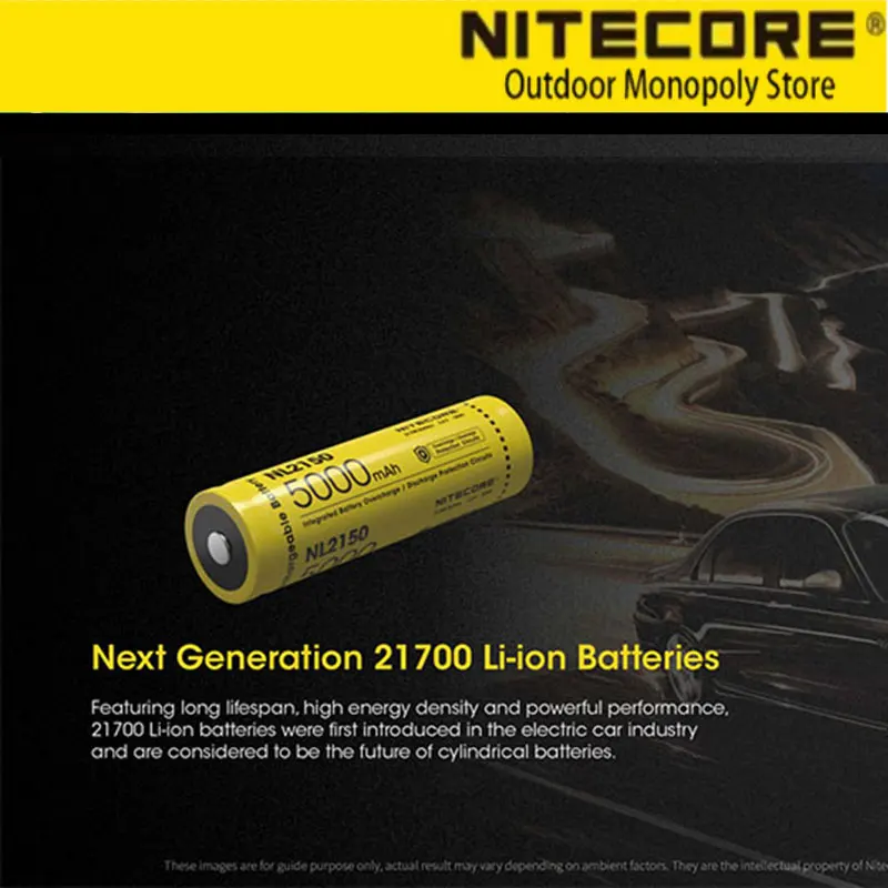 Аккумулятор Nitecore NL2150, перезаряжаемый литиевый аккумулятор 21700, аккумулятор 5000mA, сертифицирован CE и ROHS