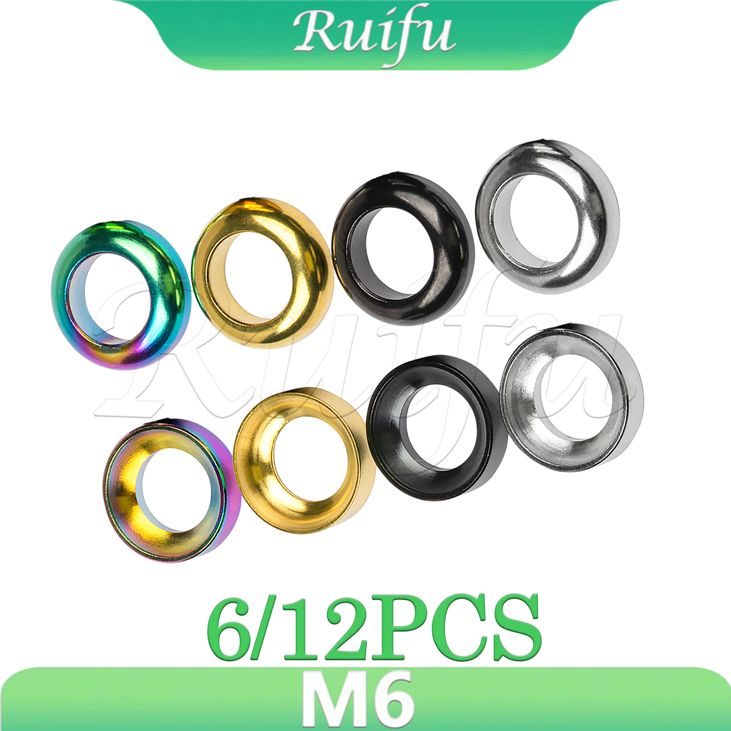 

Ruifu Titanium Washers 6/12PCS M6 Concave Caliper for Mountain BMX Bicycle Disc Brake