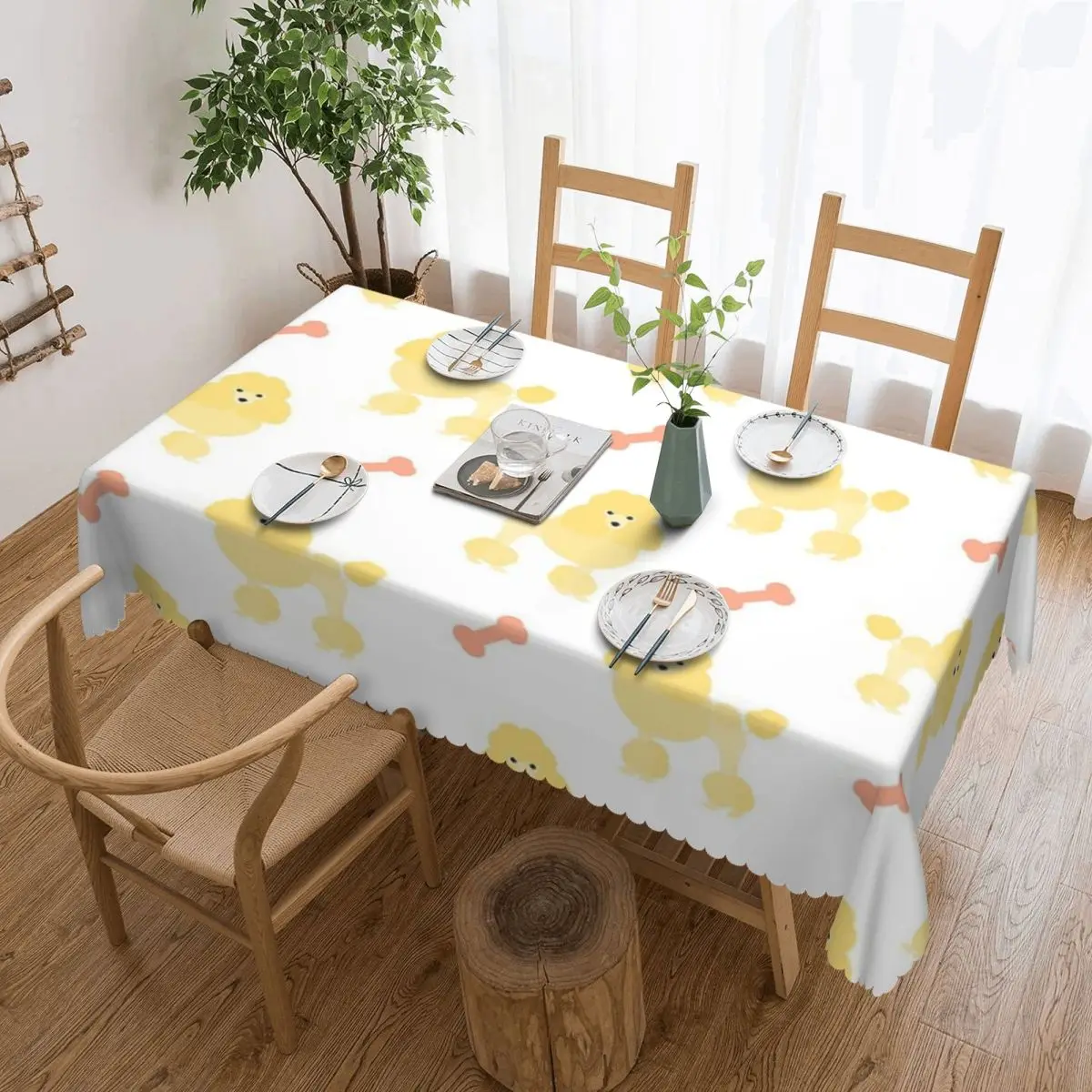 Poodle Animal Dog Lover (1) Customized Rectangular Tablecloth Oilproof Table Cover for Dining Events Table Cloth