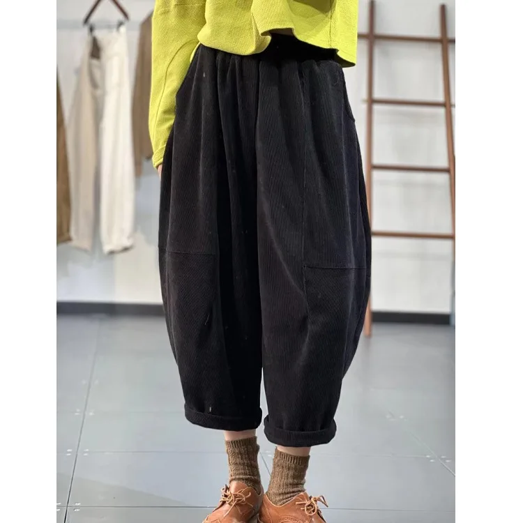 الكورية Sle سراويل تقليدية عالية الخصر سروال قصير سراويلي حريمي المرأة السراويل الطويلة ربيع الخريف جديد بسيط مطابقة تسع نقاط