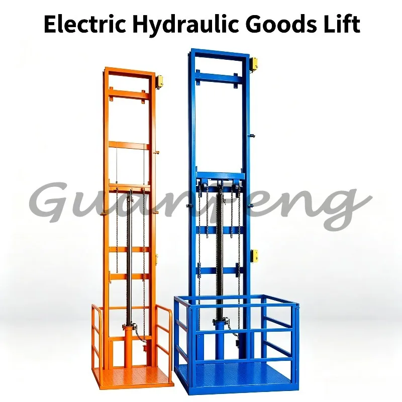 Electric small guide rail cargo lifting platform simple vertical elevator
