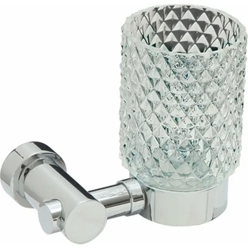 Venus Chrome Mount Brass-Diamond Shaped Glass Tooth Brush Holder 8506