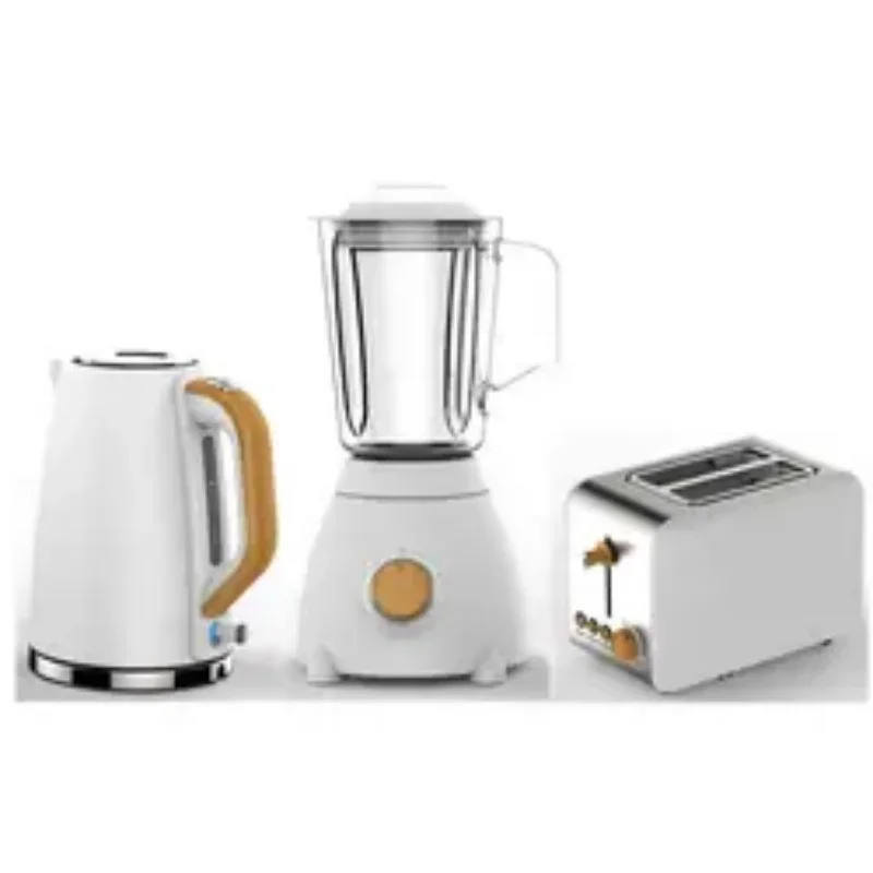 

Households Kitchen Appliances 1.5L Blender 2 Slices Toaster 1.7L Kettle White Wooden Breakfast Set