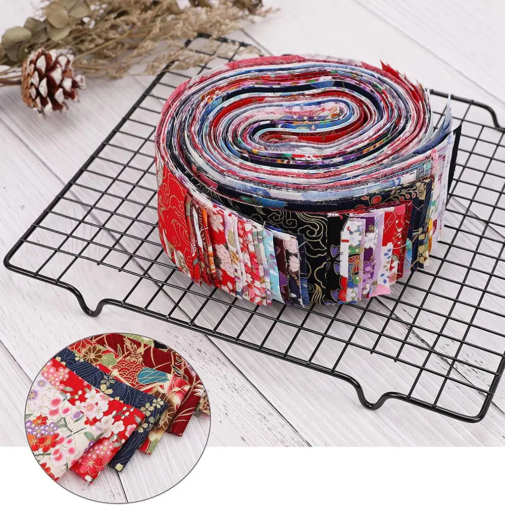 Jelly Roll Fabric Strips for Quilting,40 PCS Roll Cotton Fabric for Sewing with Different Patterns DIY Craft Patchwork