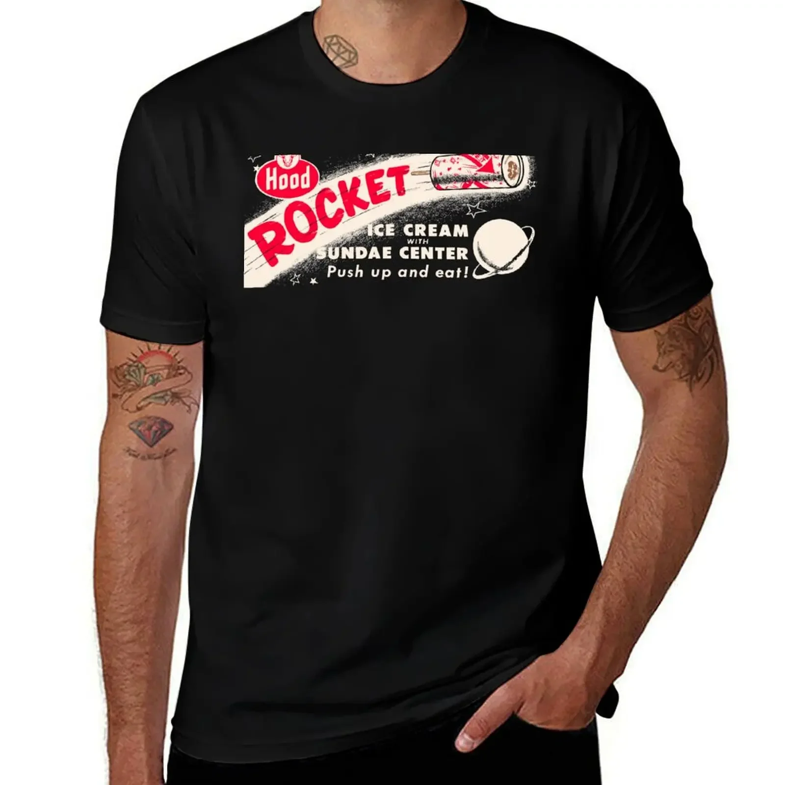 ROCKET ICE CREAM with SUNDAE CENTER! WRAPPER T-Shirt plus size tops boys whites kawaii clothes men t shirts