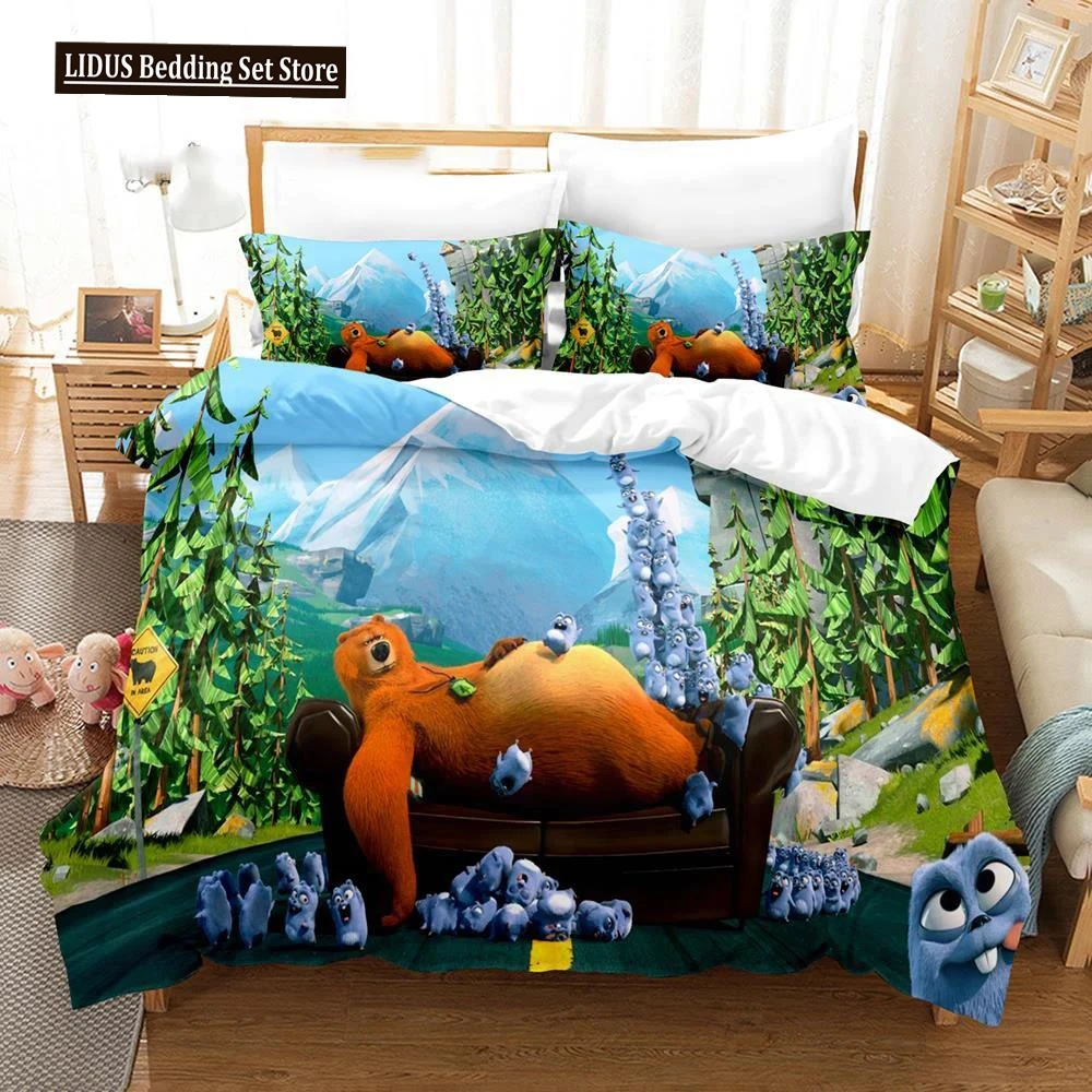 

3D Printed Grizzy N Lemmings Bedding Set Duvet Cover Bedroom Comforter Covers Single Twin King ​Size Quilt Cover Home 2/3PCS