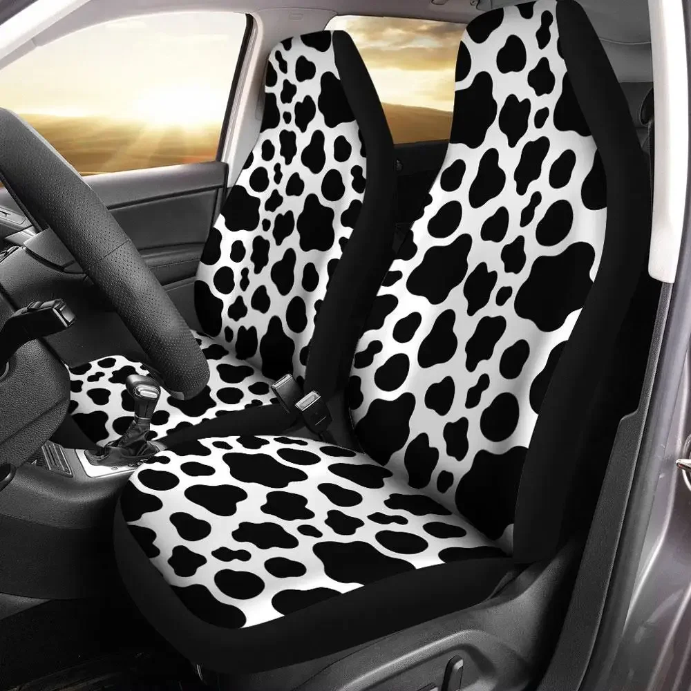 Cow Dairy Car Seat Covers Printed Custom Animal Skin Car Accessories,Pack of 2 Universal Front Seat Protective Cover