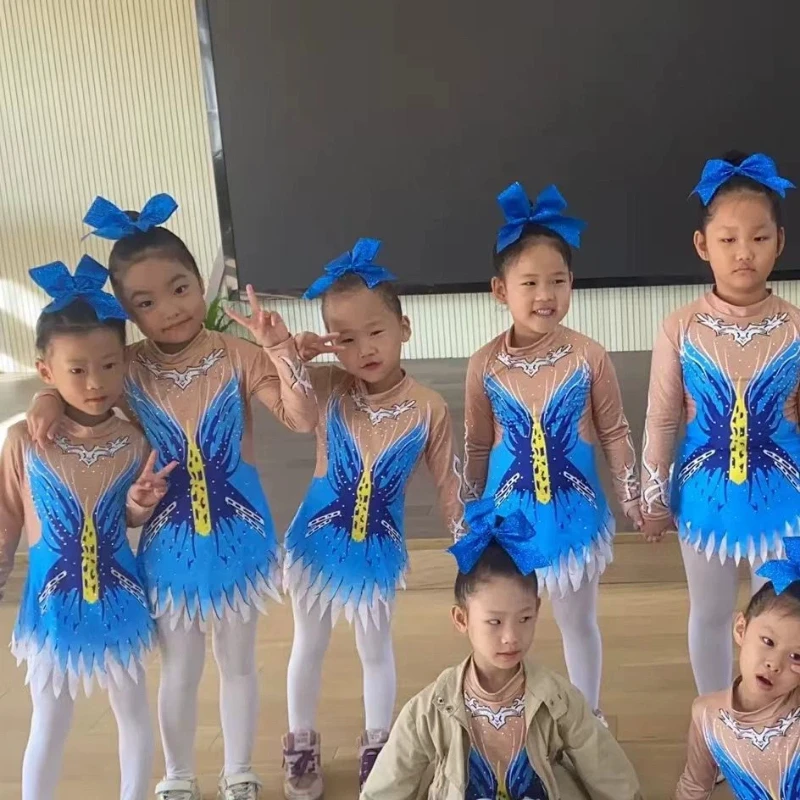 Jazz Dance Performance Cheerleader Costume Kids Clothes Children Clothing Sports Aerobics Girls Dress Dance Wear Stage Elegant