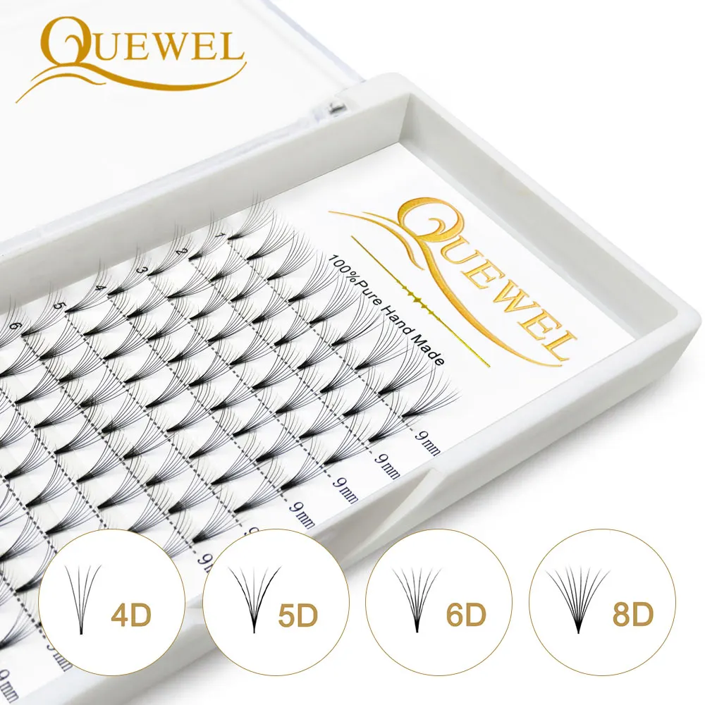 Quewel Premade Volume Fans Lash Russian Volume Professional Eyelash Extensions C&D Curl Eyelash Extension Faux Mink 3D/4D/5D/6D