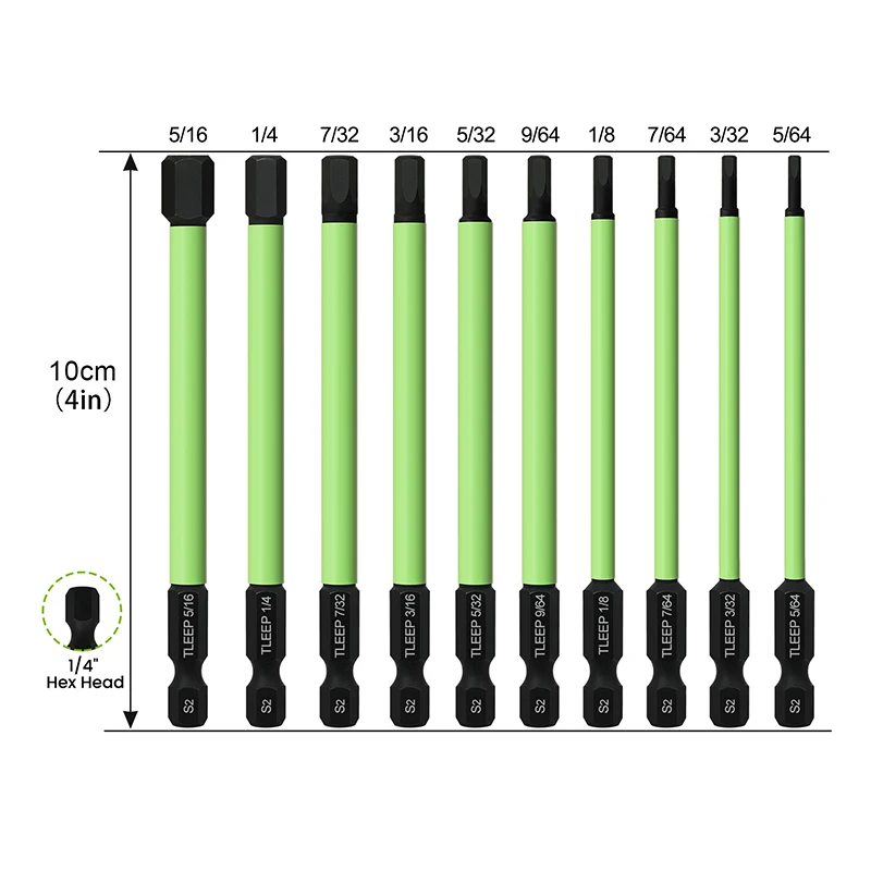 100mm Hex Head Screwdriver Bit with Holder 1/4 Inch Hex Shank Allen Wrench Drill Bit SAE Metric Magnetic Hex Bit Set