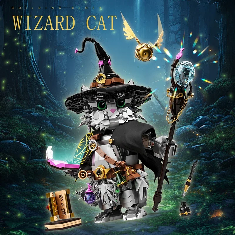 

New 1400+pcs Wizard Cat Magic Animal Building Blocks Set Educational DIY Toys for Adult Gifts MOC Creative Bricks Toy Model