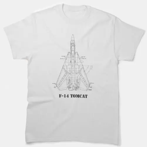 F-14 TOMCAT NAVY JET FIGHTER AIRCRAFT TECHNICAL BLUEPRINT DRAWING T-SHIRT