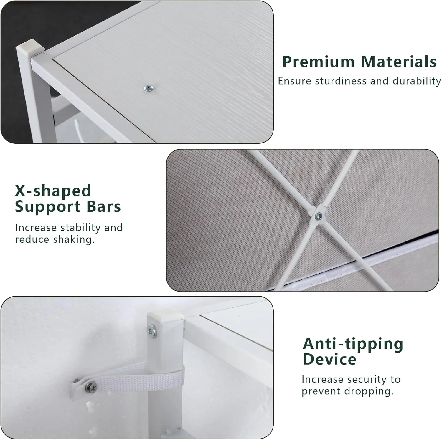 Clothes Rack with 5 Drawers, 4 Shelves, 2 Rods & 5 Hooks, Freestanding Wardrobe Organizer (White)