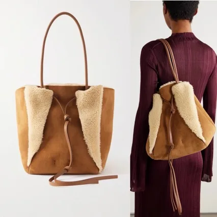 

Новая корейская версия овечьей шерсти, осенне-зимняя модная универсальная портативная большая сумка на одно плечо в стиле ретро для матери и ребенка