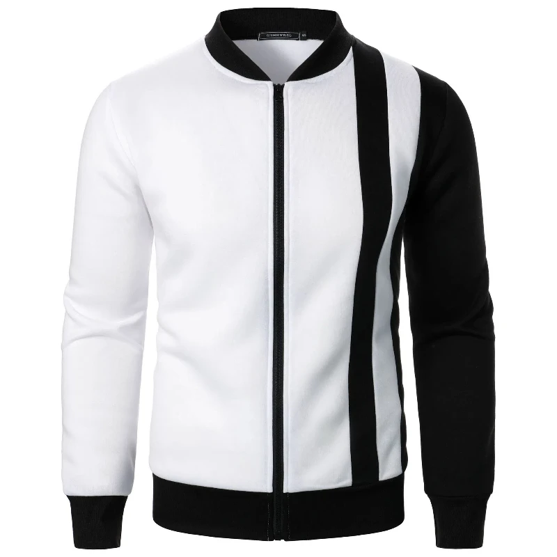 Spring Autumn Men\'s New Sweatshirts Zipper Stand Up Collar Color Blocked Vintage Cardigan Casual Men\'s Casual All-match Outwear