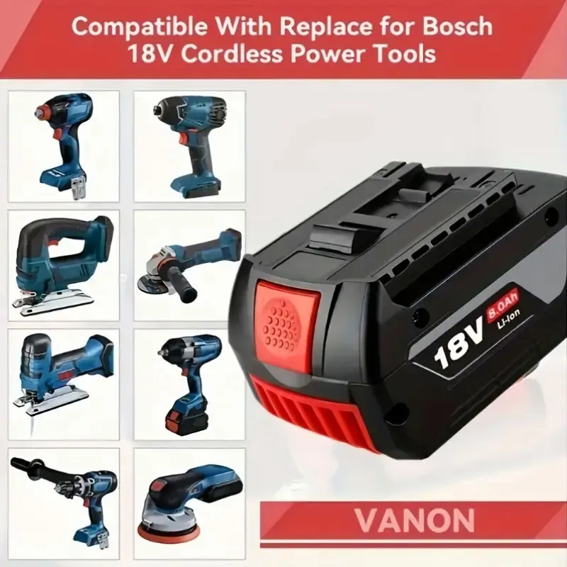 Pro Bosch 18V Professional GBA GBH GSR GSB BAT618 BAT609 BAT620 originální 18V 8,0Ah aku nářadí k výměně baterie. - náhled 3