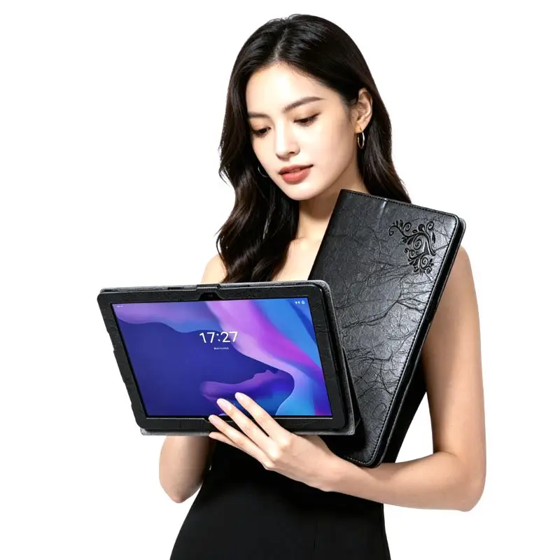 Cover for TCL TAB 10s wifi 8194 10 Neo 8092 lite 8091 Tablet PC Print Flower PU Leather Case with Hand Holder Grip Shell