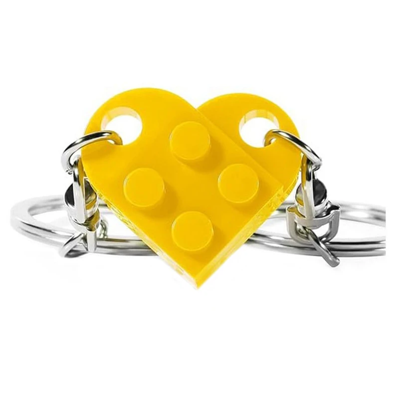 B-Brick Matching Couple Heart Keychain Building Bocks Puzzle Keychain For Boyfriend Girlfriend Valentines Day Friends Gifts