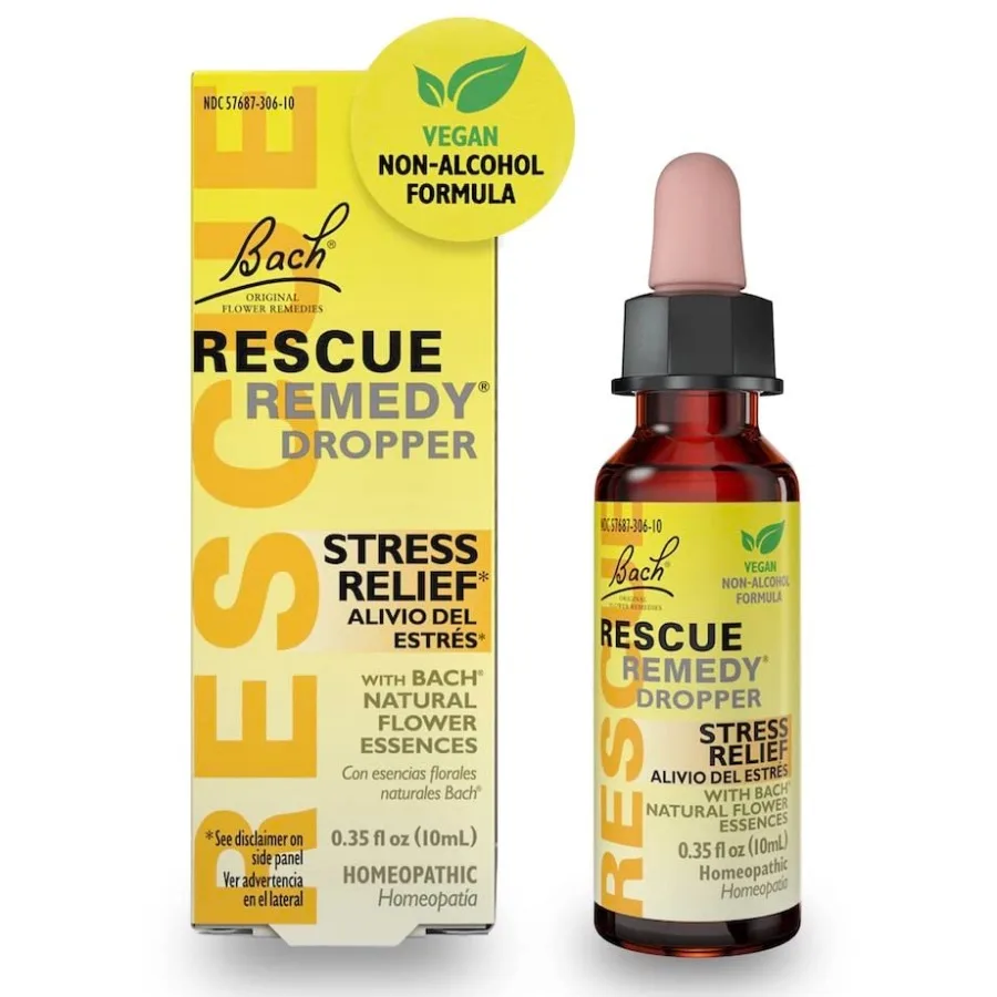 

Bach Rescue Remedy Dropper 10mL, Natural Stress Relief, Homeopathic Flower Essence, Vegan, Gluten and Sugar-Free, Non-Habit For