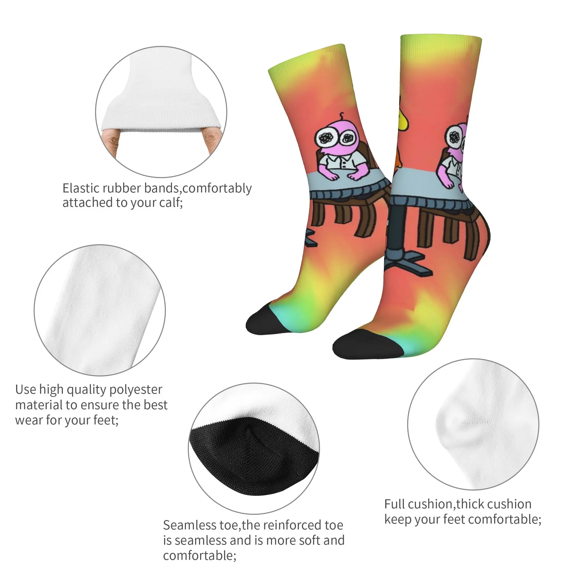 Smiling Friends Socks Men Women Polyester Fashion Pim and Charlie Socks Spring Summer Autumn Winter Middle Tube Socks Gifts