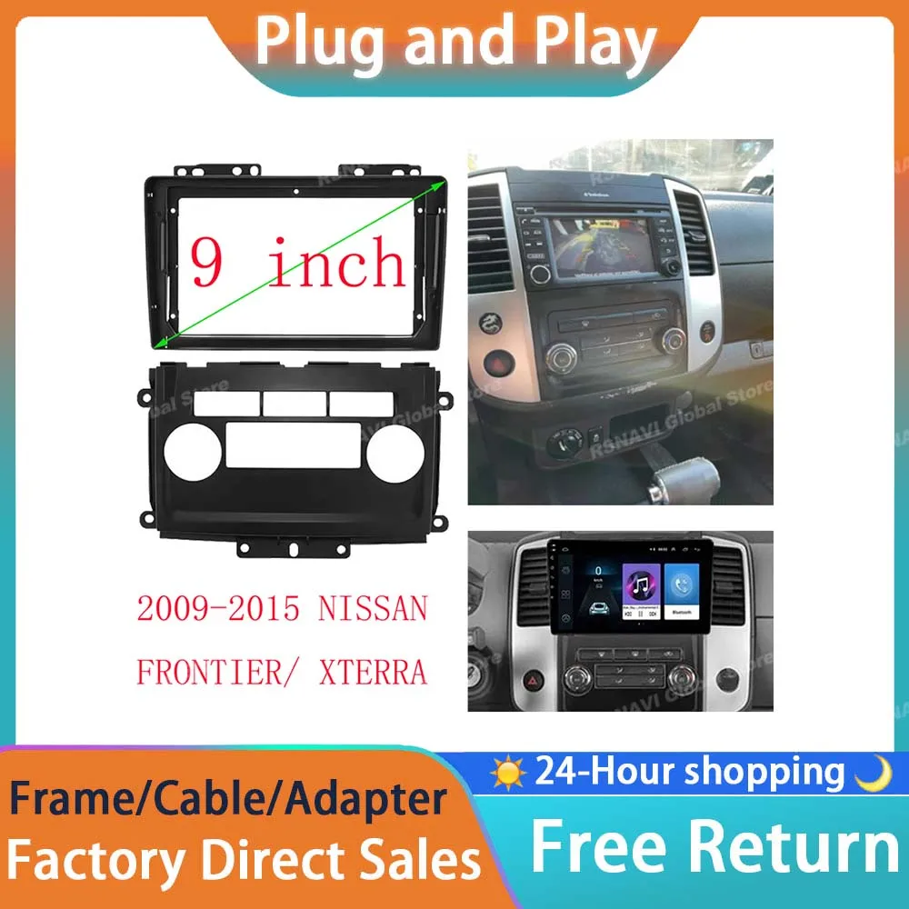 RSNAVI 9 Inch Car Radio Installation Double Din DVD GPS Mp5 Plastic Fascia Panel Frame For 2009-2015 NISSAN FRONTIER/ XTERRA