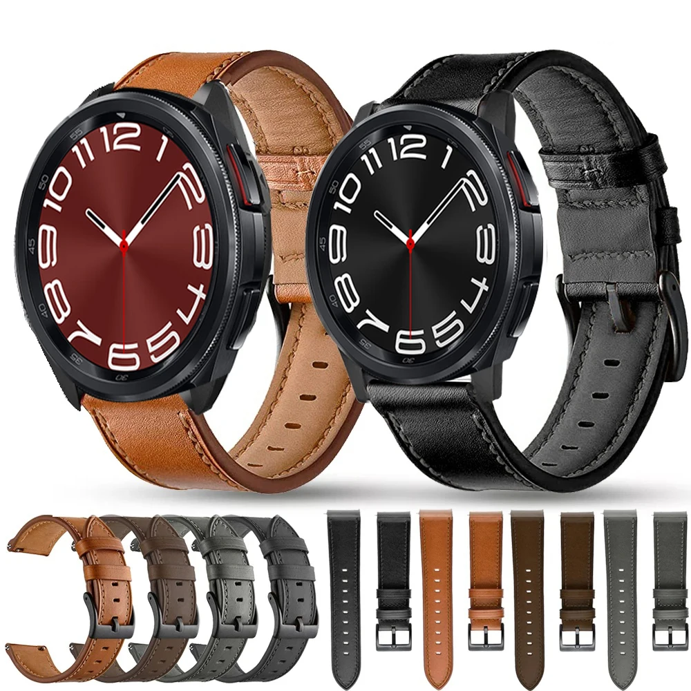 20mm Leather Strap for Samsung Galaxy Watch 6 classic Smart Wriststrap Quick Releas Bracelet for Watch 5 4 Watches Accessories