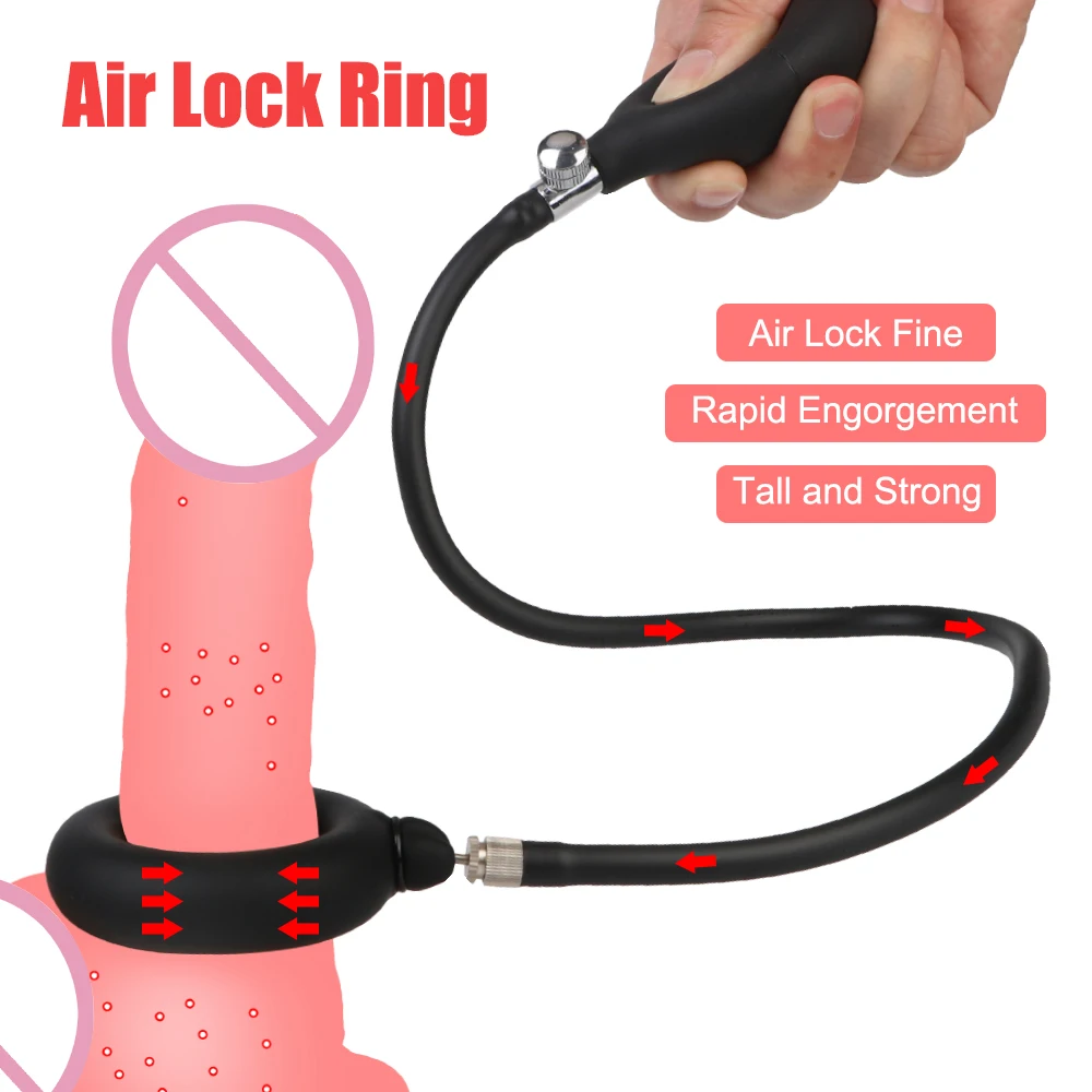 Inflatable Penis Ring For Men Cock Stretcher Medical Exerciser Chastity Cage Device Male Masturbator Sex Toys Adult Games Erotic